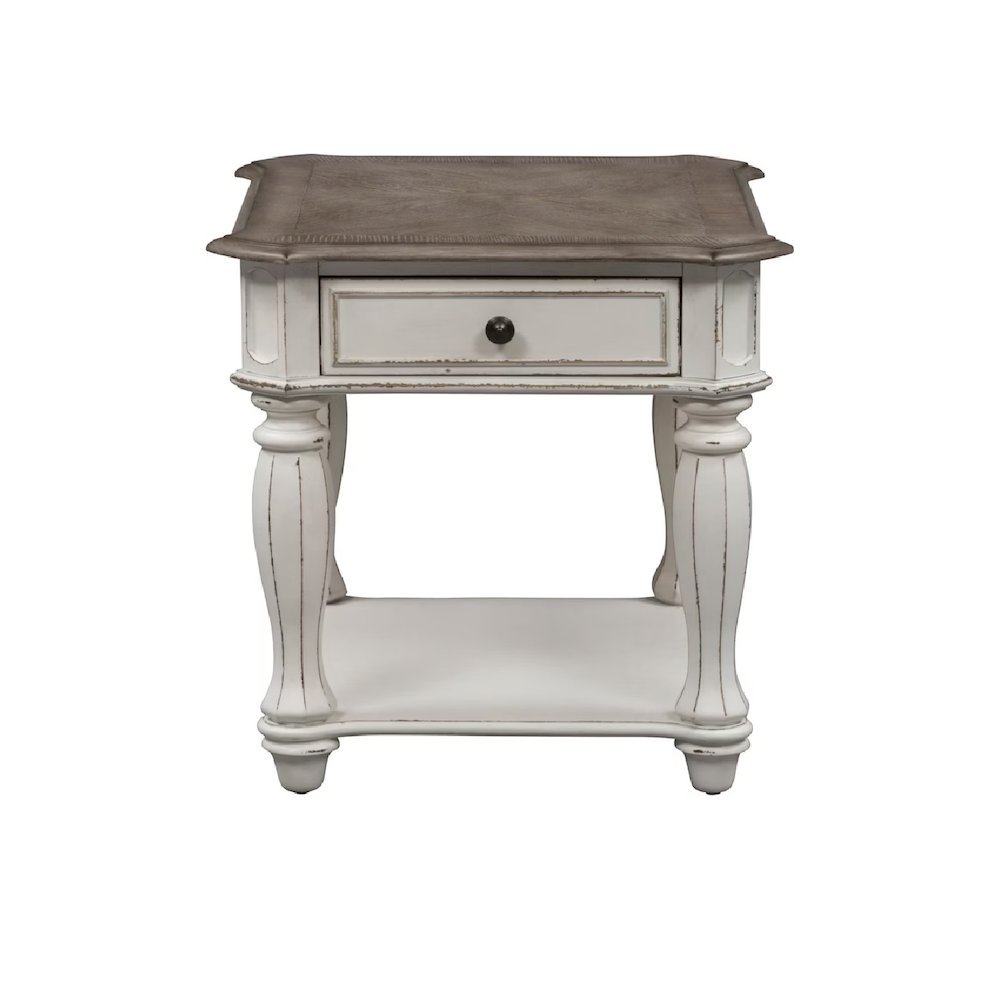 3 Piece Set (1-Cocktail 2-End Tables) - Antique White & Weathered Bark