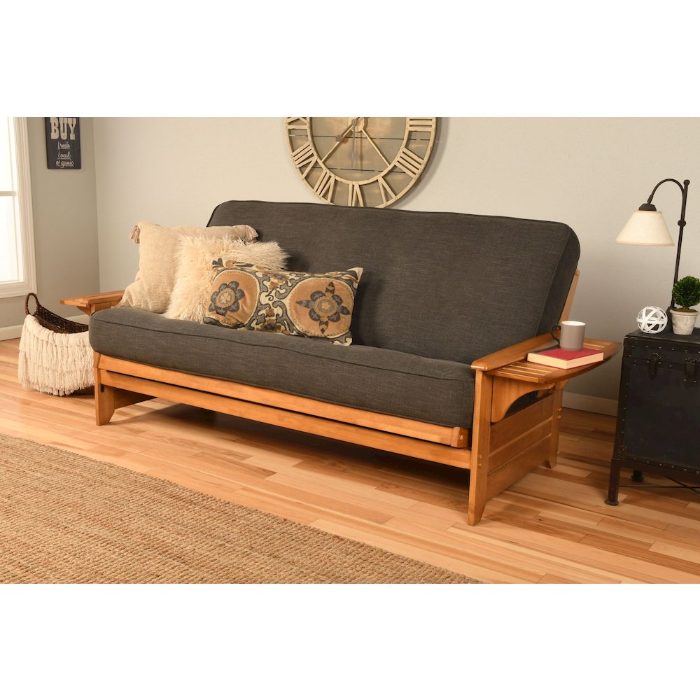 Phoenix Frame-Butternut Finish-Linen Charcoal Mattress