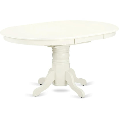 East West Furniture AVDA5-LWH-32 5 Piece Kitchen Set Includes an Oval Dining Table with Butterfly Leaf and 4 Upholstered Chairs, 60x42 Inch, Linen White
