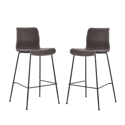 Faux Leather Low-Back Counter Stool with Zig-Zag Stitching, Set of 2