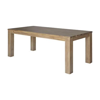 Solid Acacia Rectangular Dining Table with Trestle Base, Brushed Smoke