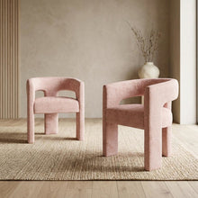 Jacquard Modern Accent Armchair, Sculptural Frame, Pink, Set of 2