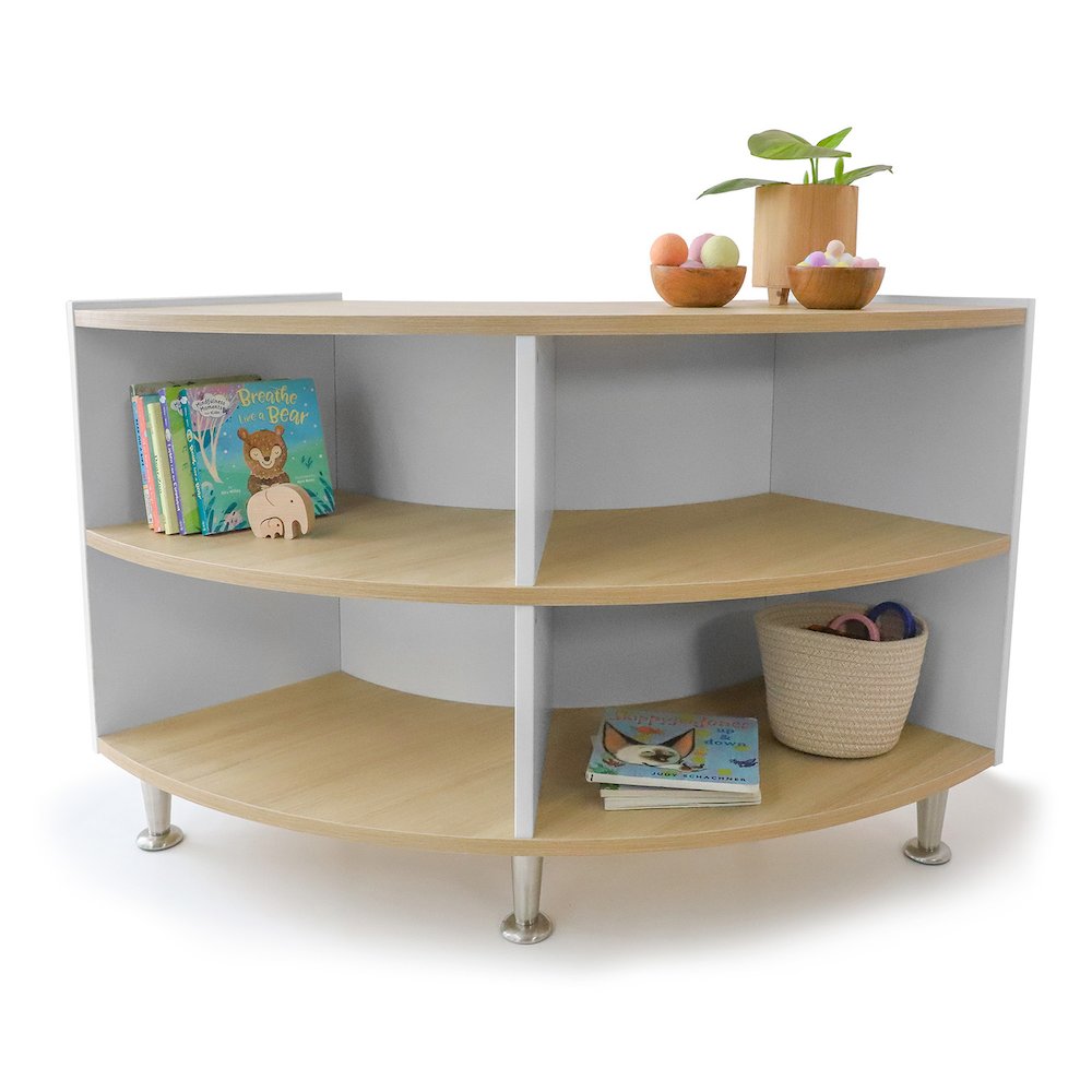 Curve In Storage Cabinet 27H in Brown and White Color