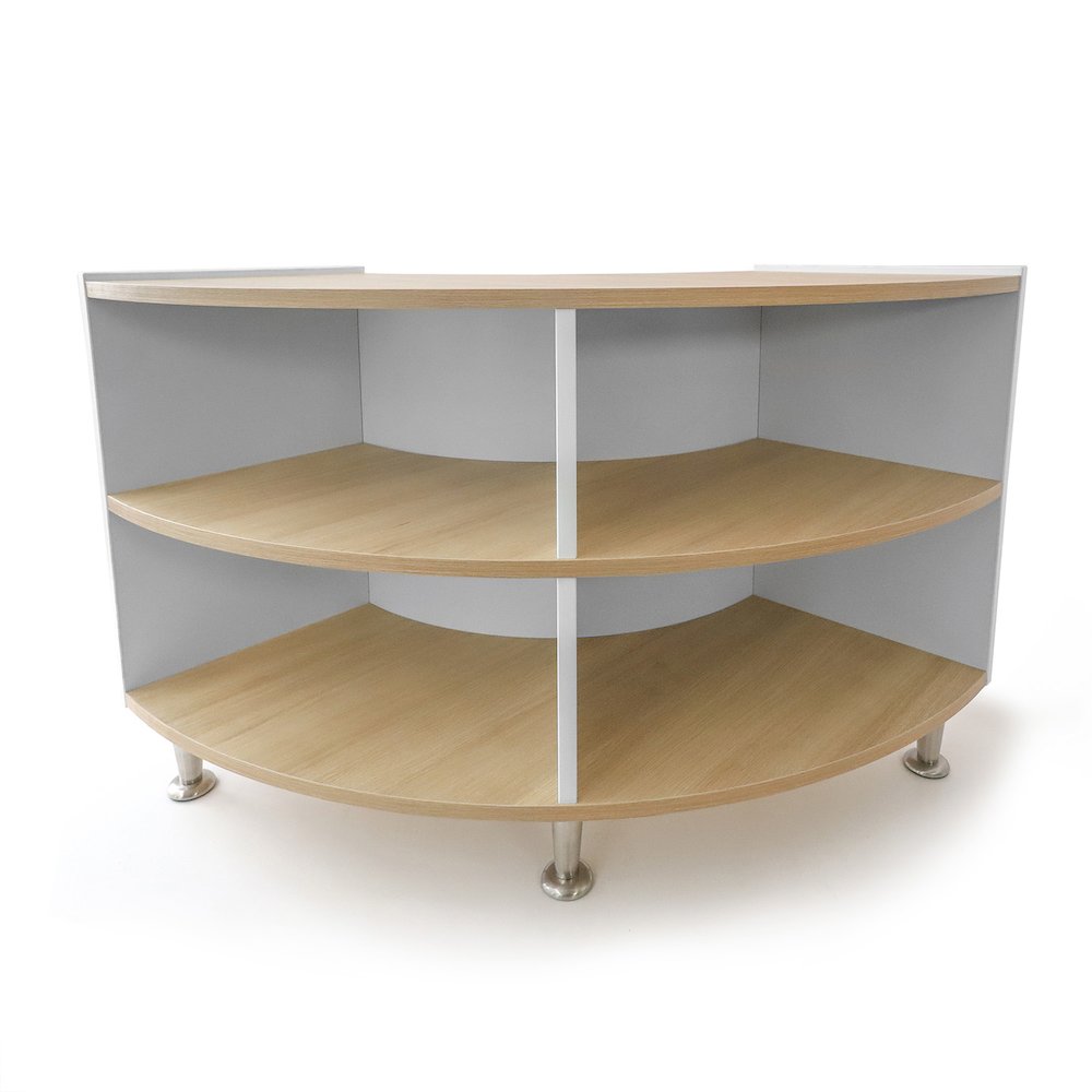Curve In Storage Cabinet 27H in Brown and White Color