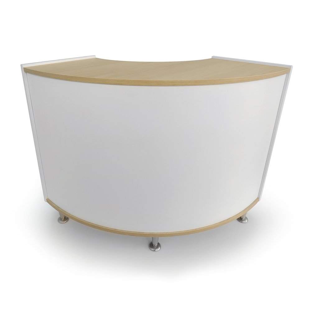 Curve Out Storage Cabinet 33H in Brown and White Color