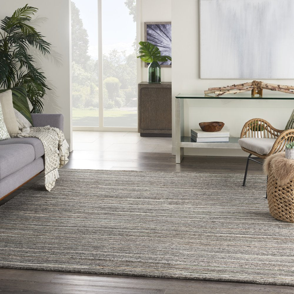 Nourison Plateau Area Rug, Grey/Green, 7'9" x 9'9", PAE01