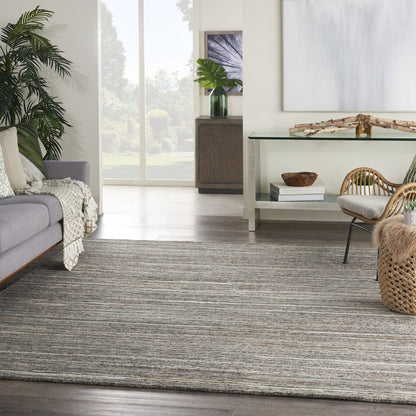 Nourison Plateau Area Rug, Grey/Green, 7'9" x 9'9", PAE01