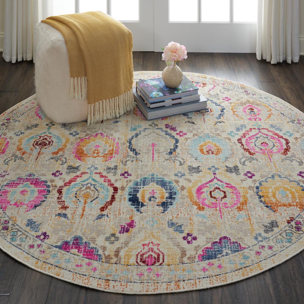 Vintage Round Area Rug, 4' x Round