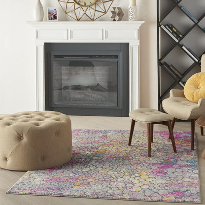 PSN34 Passion Yellow Multi Area Rug- 5'3" x 7'3"