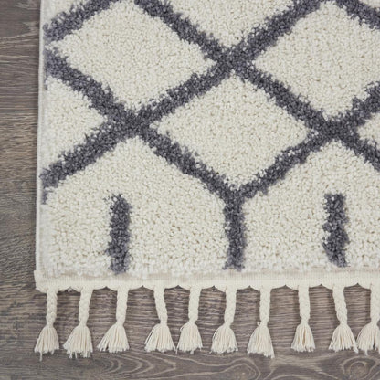 Moroccan Shag Area Rug, White, 2'2" x 8'1"