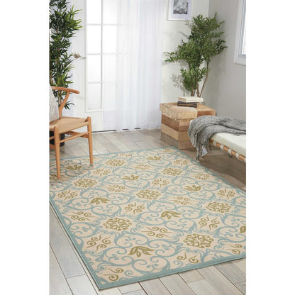 Nourison Caribbean Ivory Blue Indoor/Outdoor Area Rug