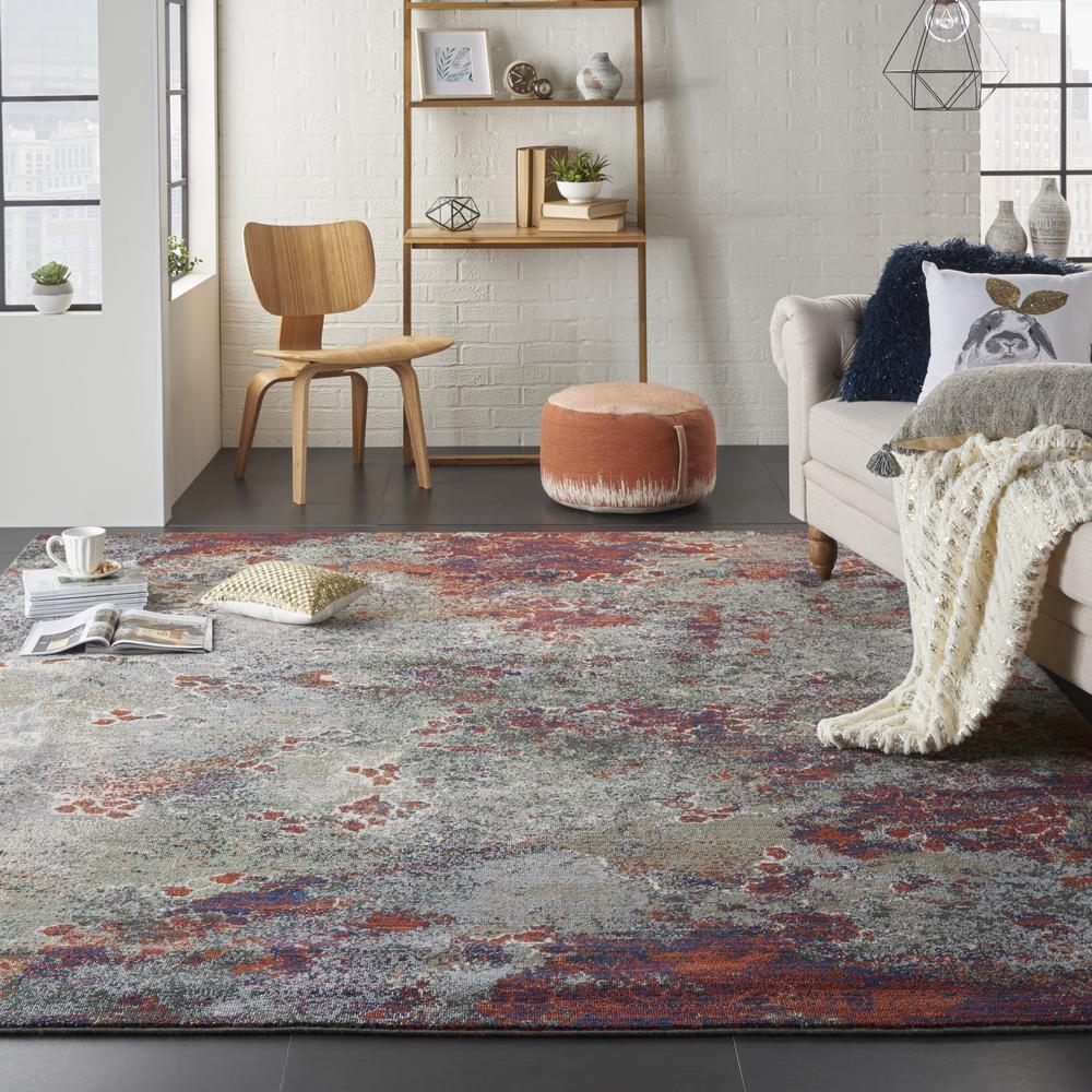 Artworks Area Rug, Seafoam/Brick, 8'6" x 11'6"