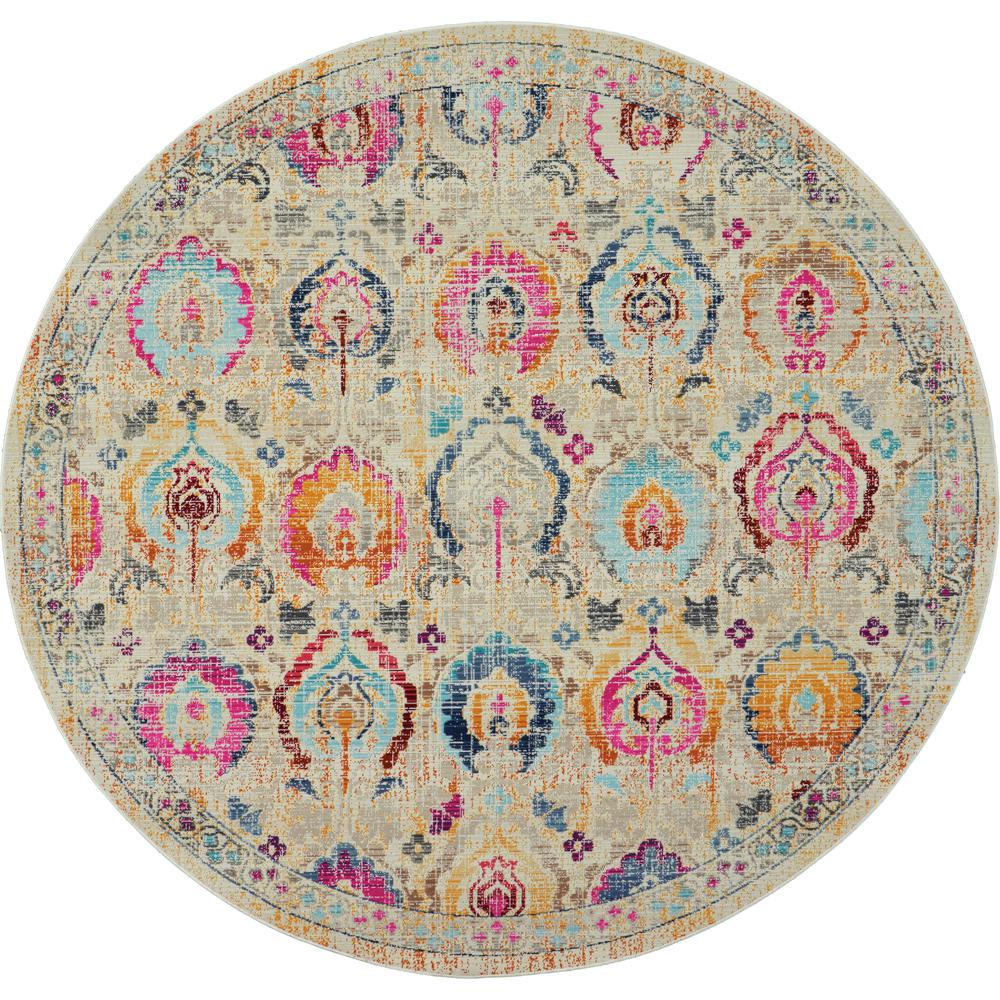 Vintage Round Area Rug, 4' x Round