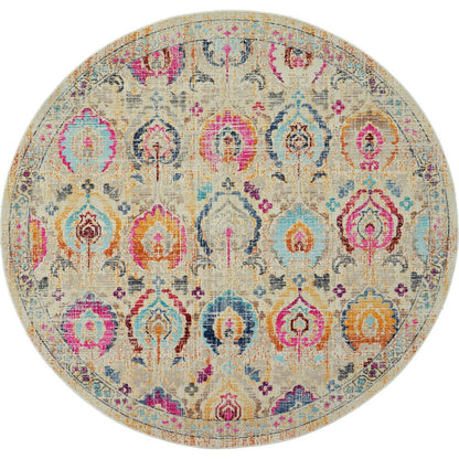 Vintage Round Area Rug, 4' x Round