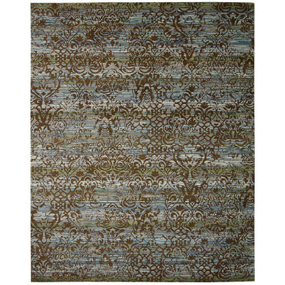 Rhapsody Area Rug, Blue/Moss, 5'6" x 8'
