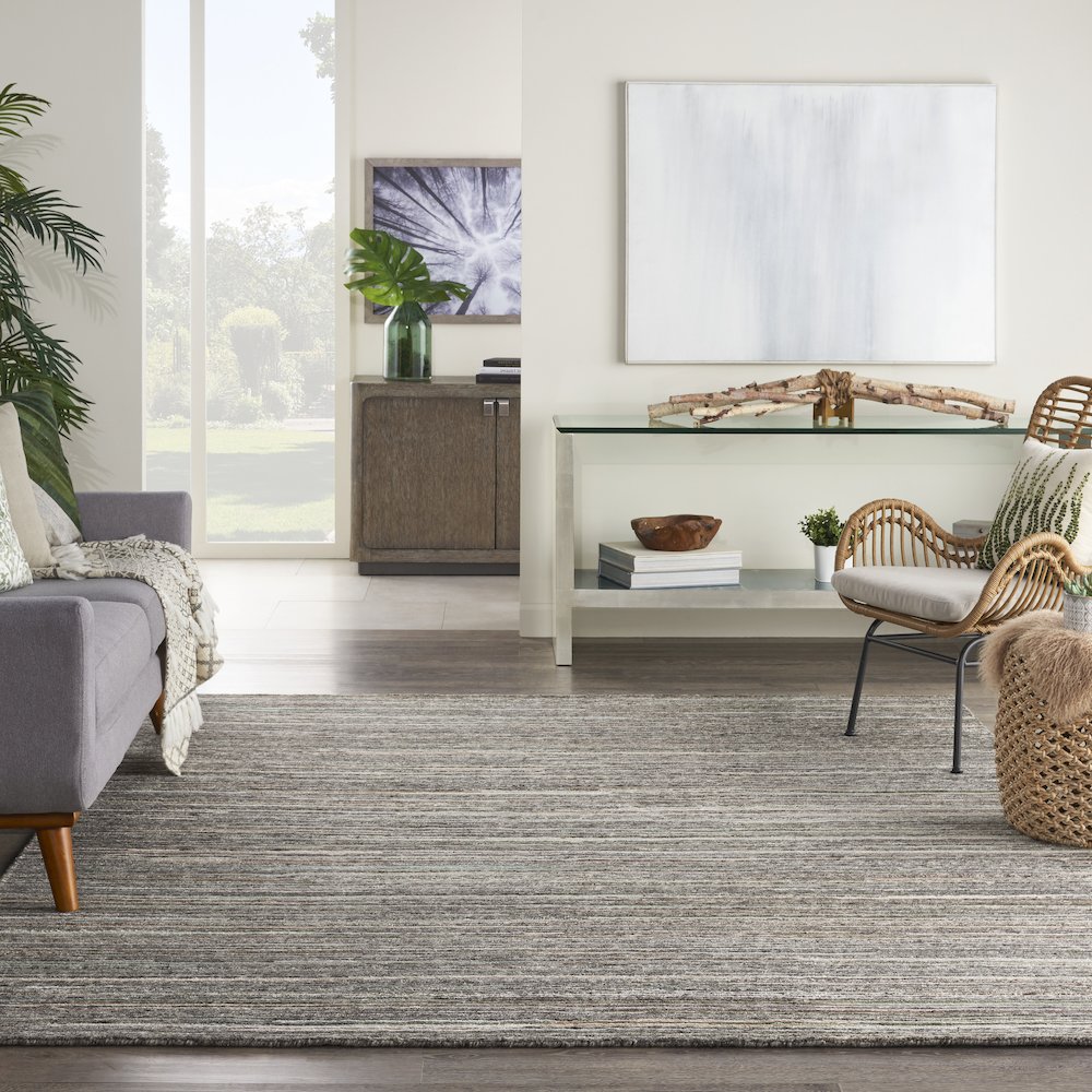 Nourison Plateau Area Rug, Grey/Green, 7'9" x 9'9", PAE01