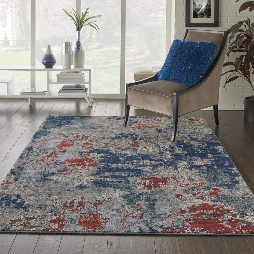 Nourison Artworks Area Rug, Navy/Brick, 5'6" x 8', ATW01