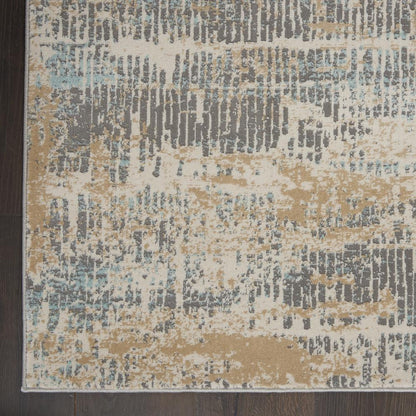 Michael Amini MA90 Uptown Area Rug, Beige/Aqua, 4' x ROUND, UPT03