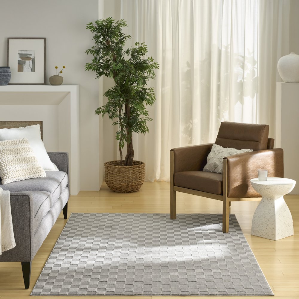 Serenity Home 3'11" x 5'11" Grey Modern Indoor Rug