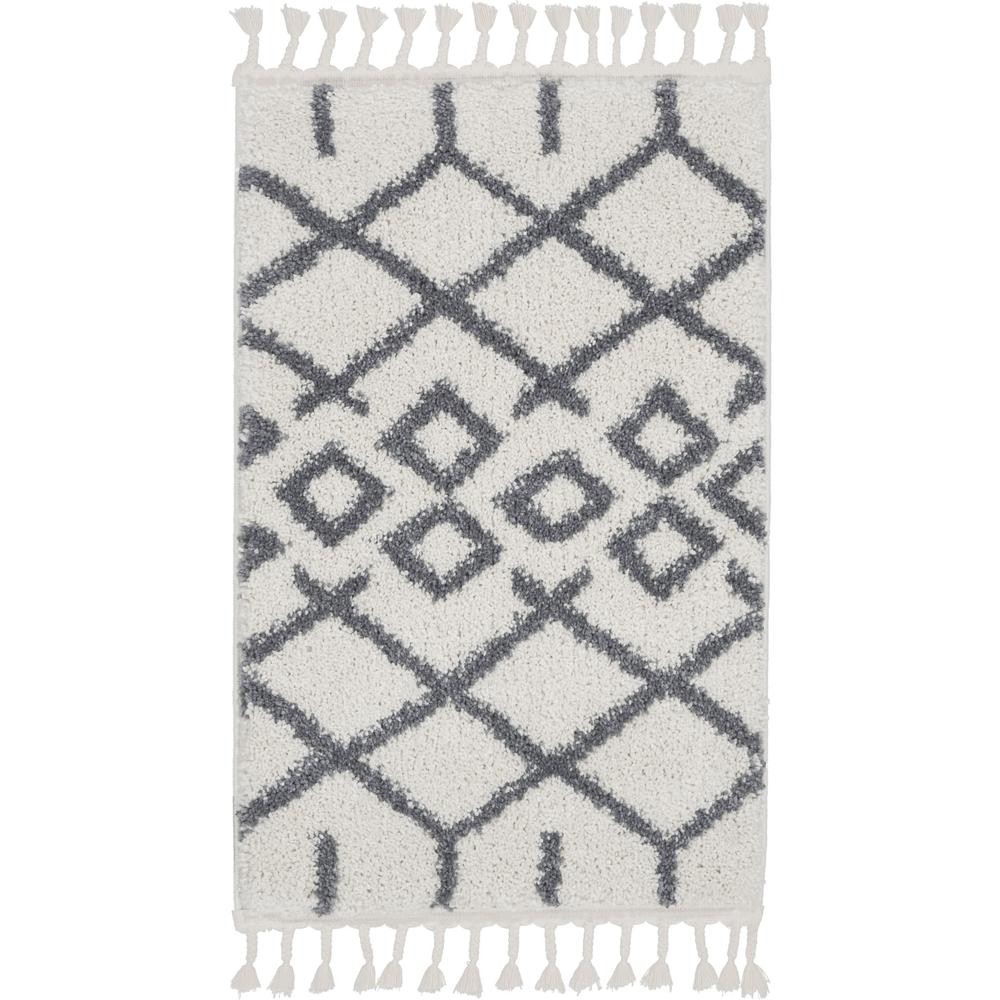 Moroccan Shag Area Rug, White, 2'2" x 4'