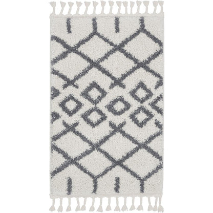 Moroccan Shag Area Rug, White, 2'2" x 4'