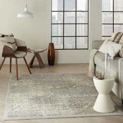 Graphic Illusions Area Rug, Ivory, 3'6" x 5'6"