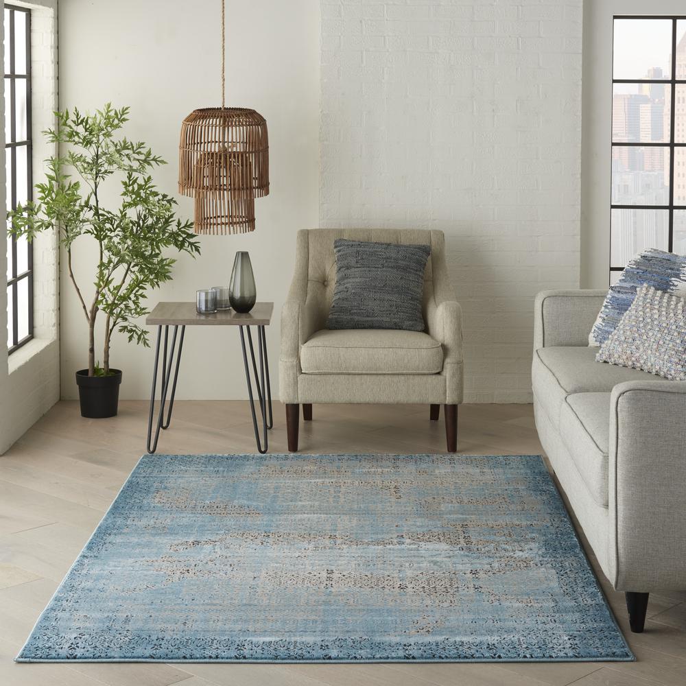 Karma Area Rug, Blue, 5'3" x 7'4"