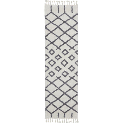 Moroccan Shag Area Rug, White, 2'2" x 8'1"