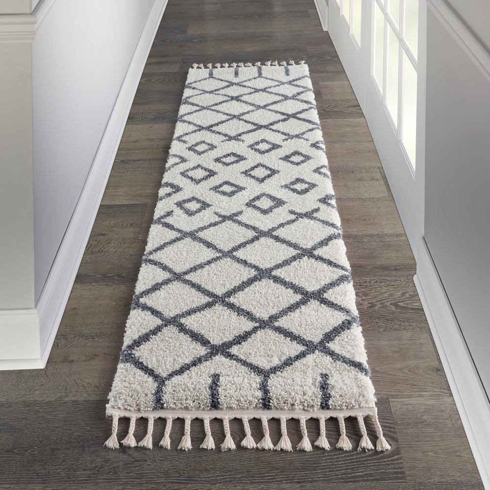Moroccan Shag Area Rug, White, 2'2" x 8'1"