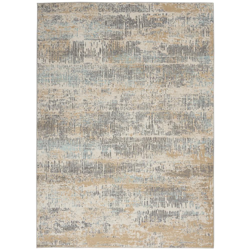Michael Amini MA90 Uptown Area Rug, Beige/Aqua, 4' x ROUND, UPT03