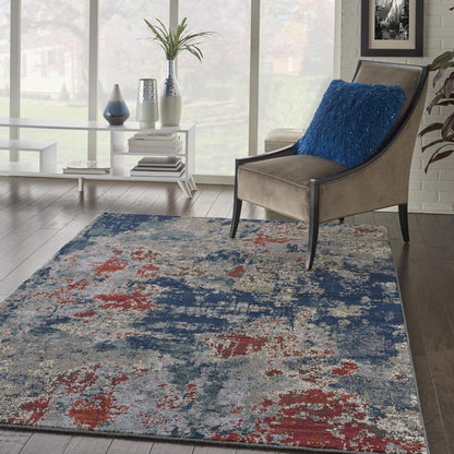 Nourison Artworks Area Rug, Navy/Brick, 5'6" x 8', ATW01