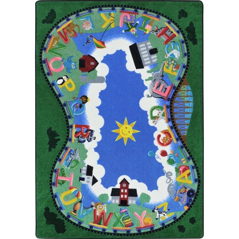 Kid Essentials Alphabet Railway 7'8" x 10'9" Area Rug in Color Multi