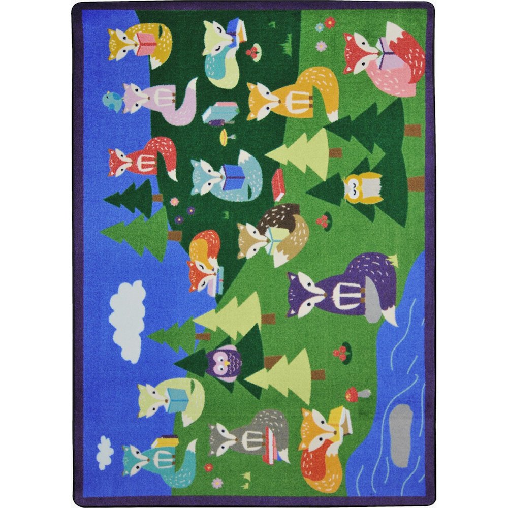 Kid Essentials Foxy Readers 7'8" x 10'9" Area Rug in Color Multi