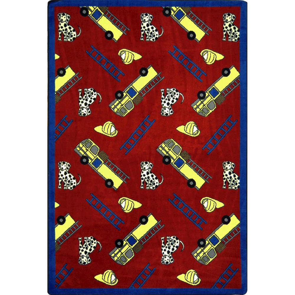 Playful Patterns Hook and Ladder 5'4" x 7'8" Area Rug in Color Red
