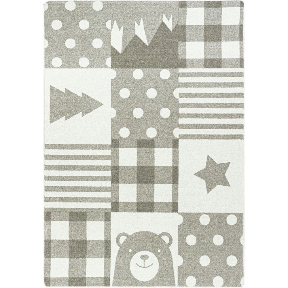 Claremont Kids Patchwork Boy 5'4" x 7'8" Area Rug in Color Linen