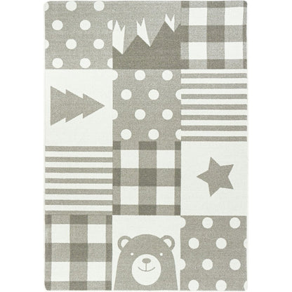 Claremont Kids Patchwork Boy 5'4" x 7'8" Area Rug in Color Linen