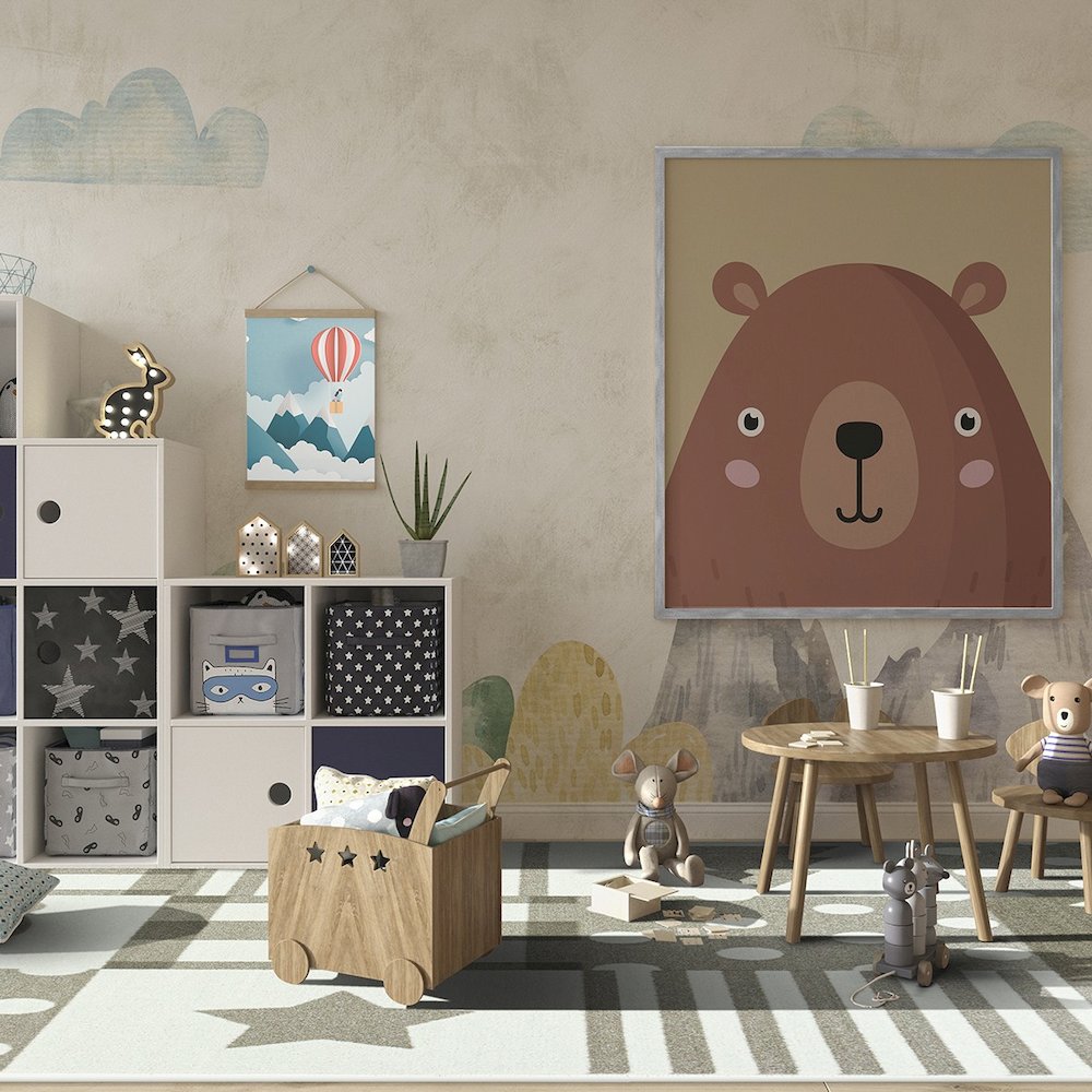 Claremont Kids Patchwork Boy 5'4" x 7'8" Area Rug in Color Linen