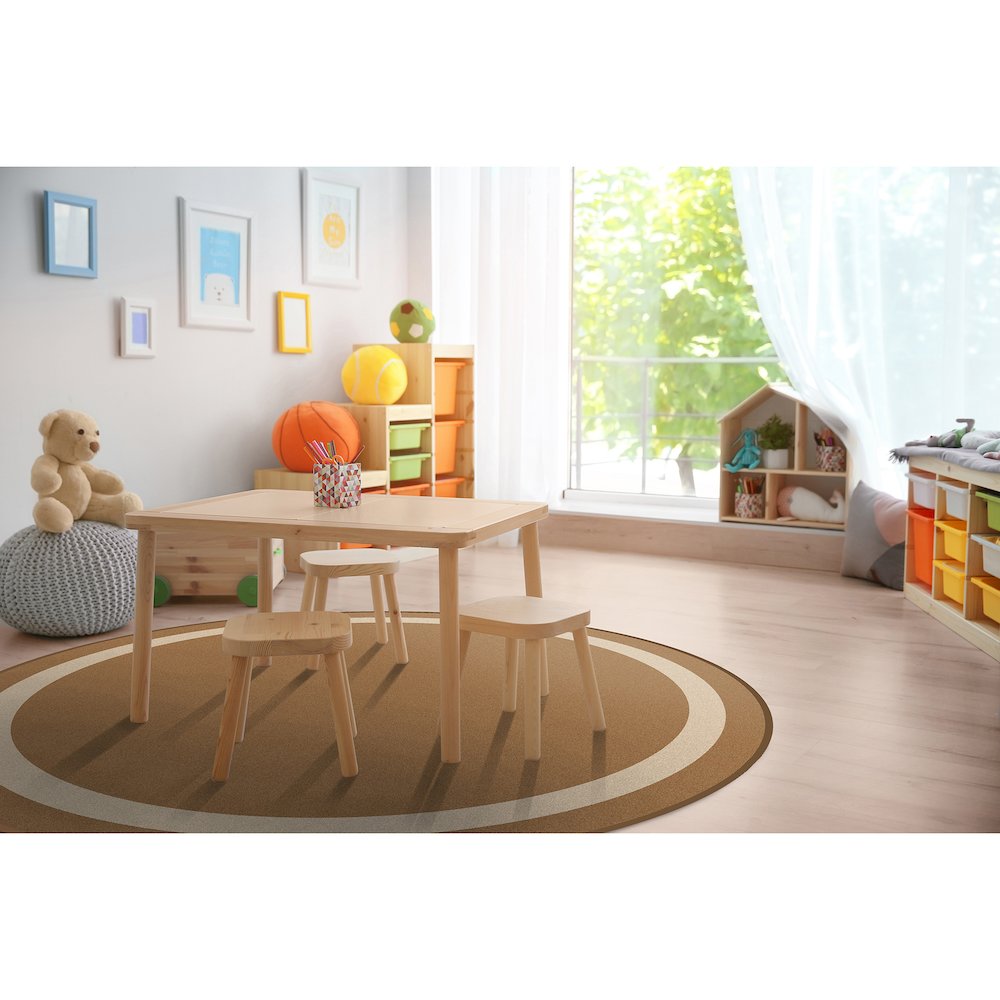 Kid Essentials Portrait 5'4" Round Area Rug in Color Mocha