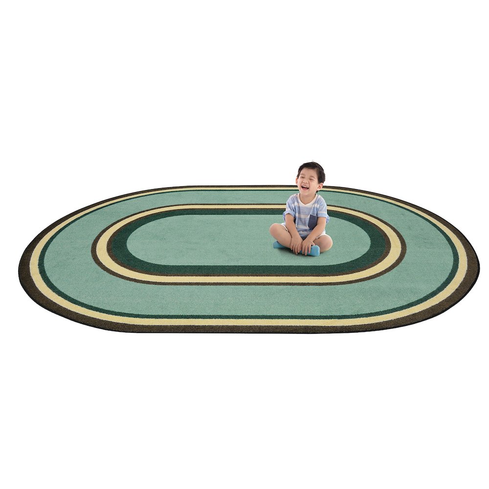 Kid Essentials Ripples 5'4" x 7'8" Oval Area Rug in Color Woodland