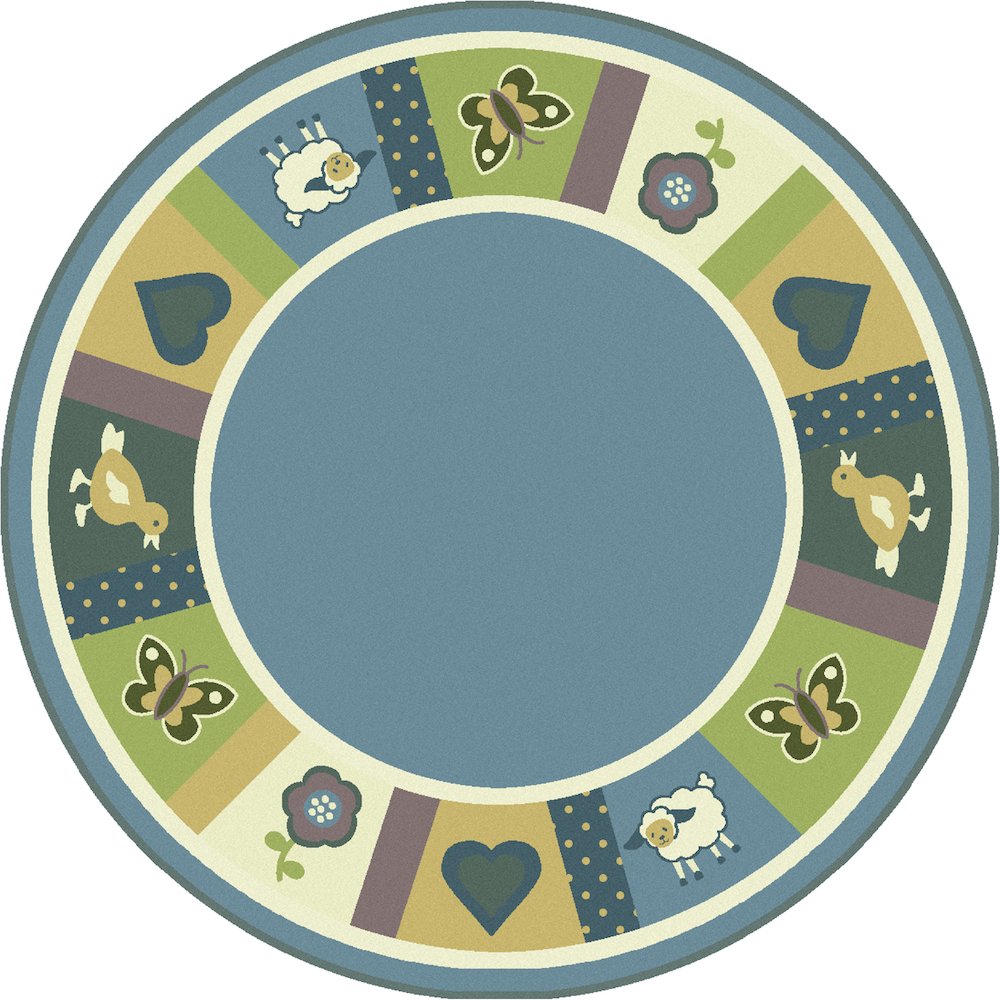 Kid Essentials Baby Blues 13'2" Round Area Rug in Color Soft