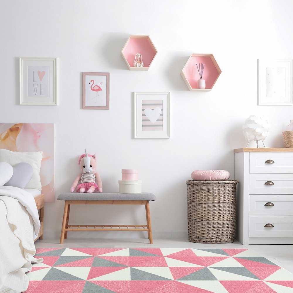 Claremont Kids Cartwheel 7'8" x 10'9" Area Rug in Color Blush