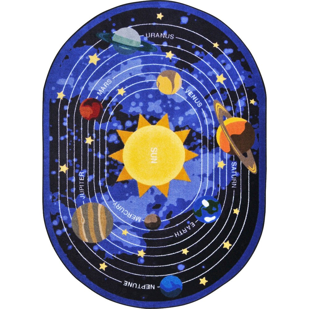 Kid Essentials Cosmic Wonders 10'9" x 13'2" Oval Area Rug in Color Black