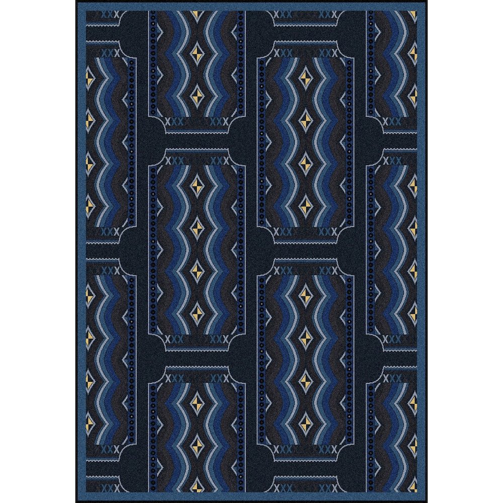 Any Day Matinee Deco Ticket 7'8" x 10'9" Area Rug in Color Blue