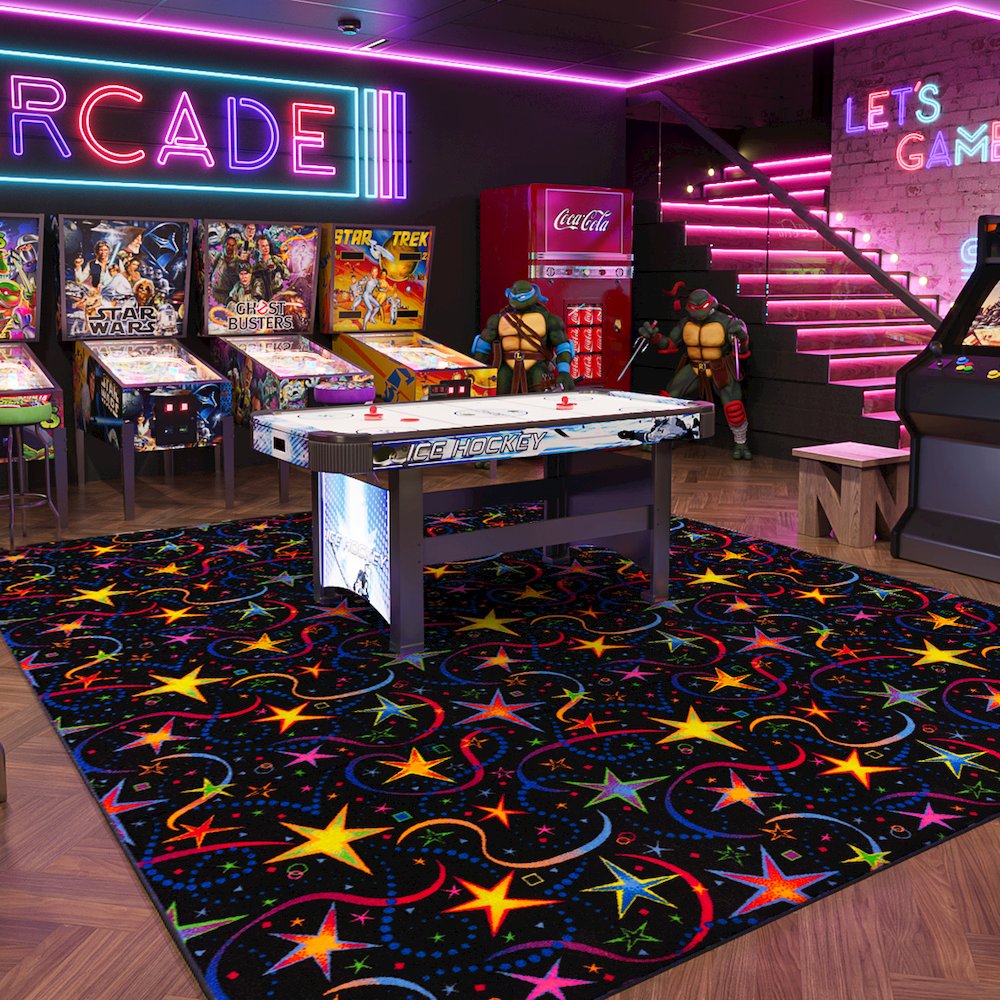 Neon Lights Have A Blast 6' x 9' Area Rug in Color Fluorescent