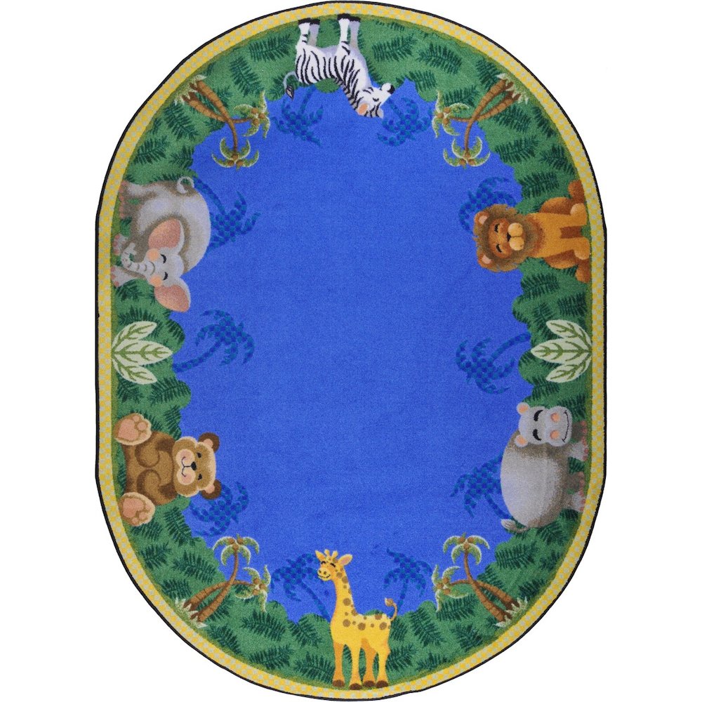Kid Essentials Jungle Friends 7'8" x 10'9" Oval Area Rug in Color Multi