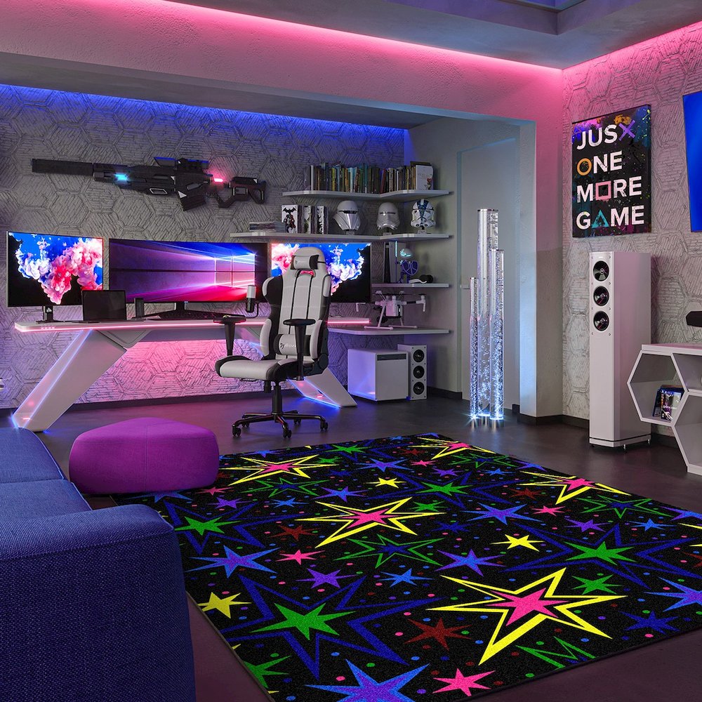 Neon Lights Kapow 6' x 9' Area Rug in Color Fluorescent