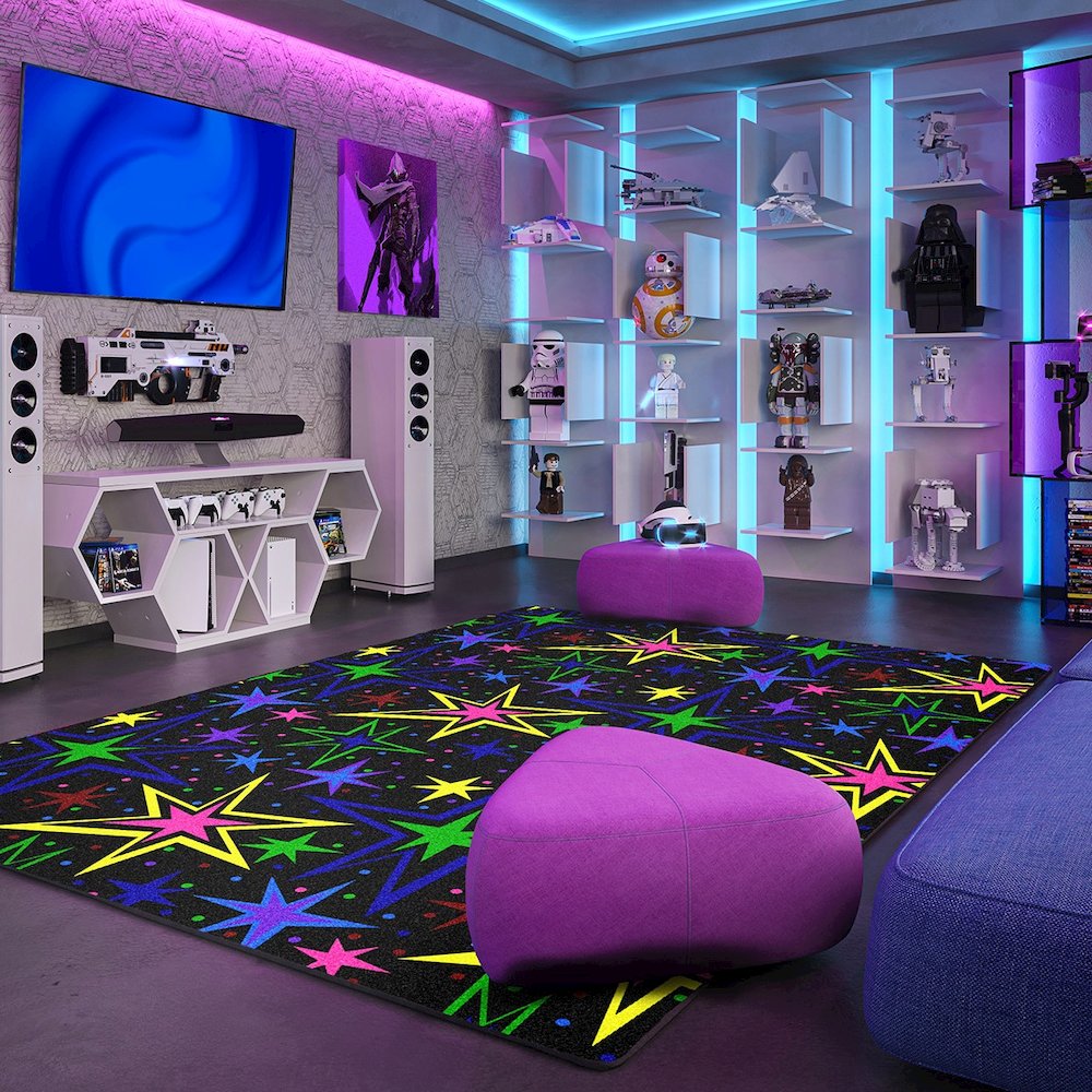 Neon Lights Kapow 6' x 9' Area Rug in Color Fluorescent