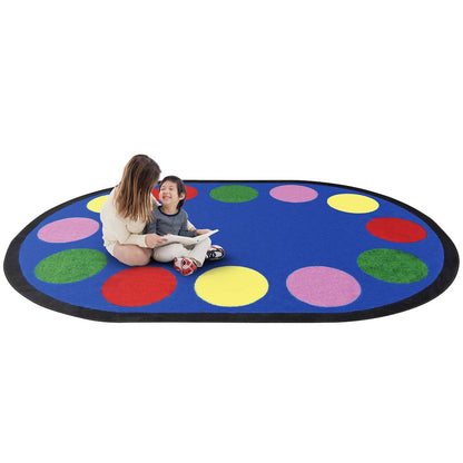 Kid Essentials Lots of Dots 10'9" x 13'2" Oval Area Rug in Color Multi