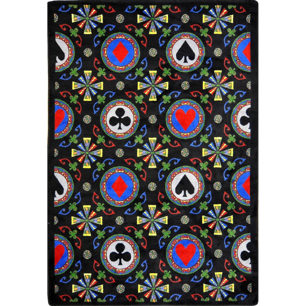 Games People Play Stacked Deck 7'8" x 10'9" Area Rug in Color Black