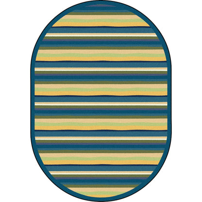Kid Essentials Yipes Stripes 7'8" x 10'9" Oval Area Rug in Color Bold